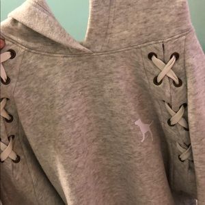 Cropped gray Pink brand hoodie